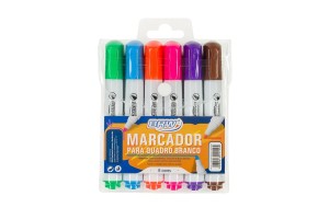 MARCADOR QUADRO BRANCO BRW - BLISTER C/ 6 CORES