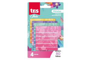 BLOCOS AUTOADESIVO C/4 TRIS HOLIC PETALA 80FLS 45MM X 45MM