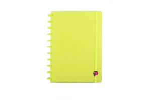 CADERNO POP DISC BUBBLE NEON MEDIO COR:AMARELO NEON