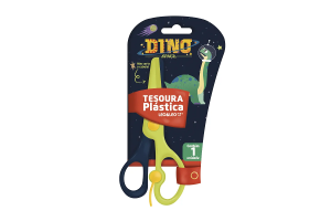 TESOURA ESCOLAR PLASTICA DINO - BLISTER C/ 1 UND LEO&LEO